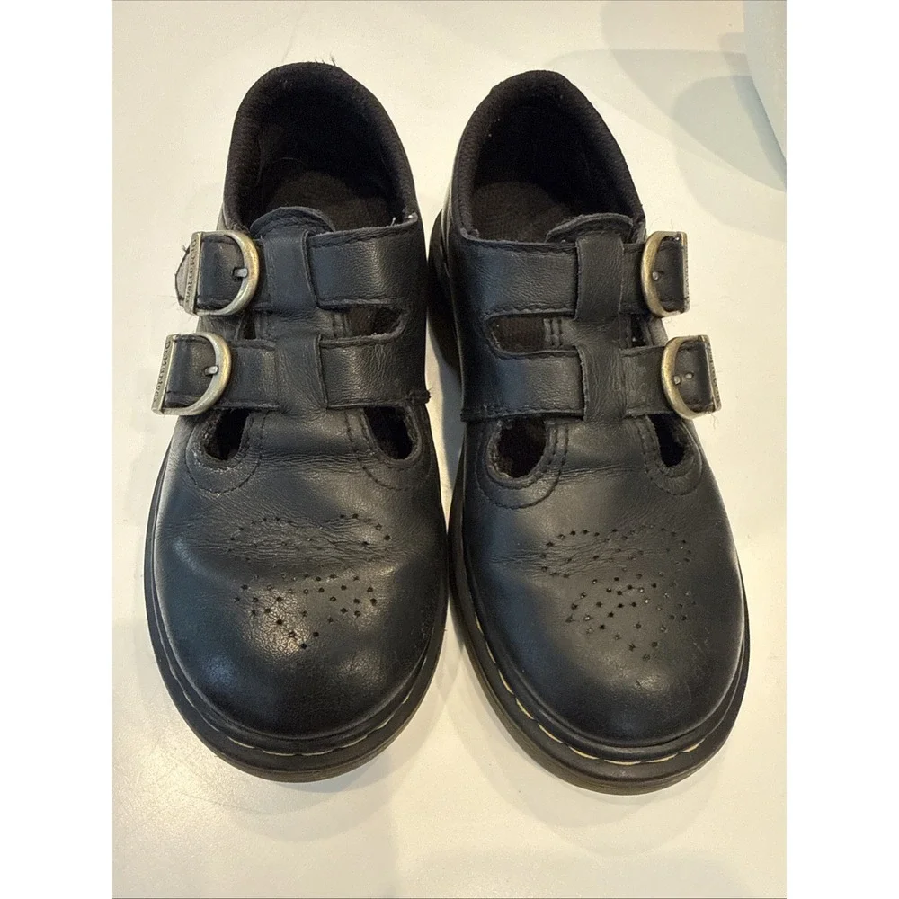 Dr Martens Junior 8065 Soft T Leather Mary Jane Black, Brass Buckles - Size 13